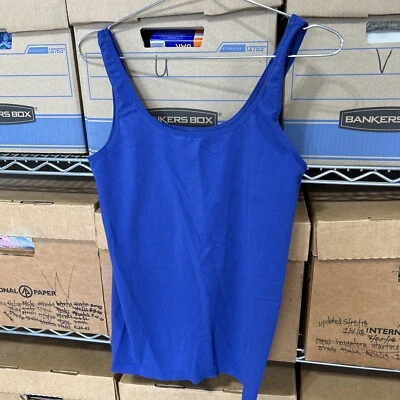 Paquete de 2 tanques sin costuras Rhonda Shear en azul real y beige NUEVO AM Foto 1 de 4