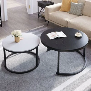 Set of 2 Round Nesting Coffee Tables Modern Side End Table for Home Living Room - Picture 1 of 9