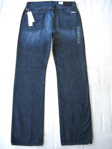 NEW Hudson Wilde Relax Straight Jeans Mens Sz 31 X 34 Dark Blue Distressed $209 - Picture 1 of 14