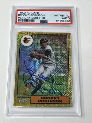 Signed 2022 Topps Series 2 87 Topps Chrome MOJO Brooks Robinson Auto PSA DNA - Image 1 of 3