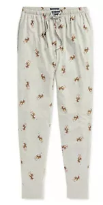 Polo RALPH LAUREN Men's Pants Jogger Gray All Over Polo Riding Bear S L XL - Picture 1 of 6