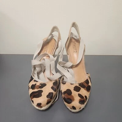 SCHUTZ Estampado Leopardo Anabel Alpargata Cuñas Tacón Alto Talla 10 Foto 1 de 4