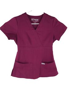 Grey’s Anatomy Womens V-Neck Mock Wrap Scrub Top 4153 Purple Size XS Extra Small