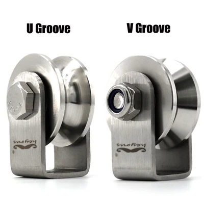 U/V Pulley Wheel Steel Rope Wheel Bearing Pulleys for Rope Cable Pulley Wheel - Image 1 of 4