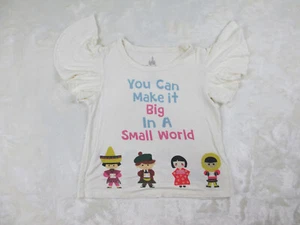 Disney Shirt Girls Small White You Can Make It Big In A Small World Youth Casual - Picture 1 of 10