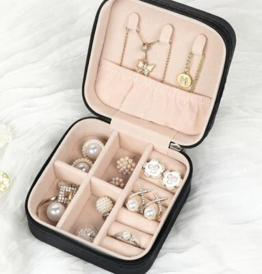 Ring box NEW Black Jewelry Travel Case Box Organizer Holder Storage Earring Case - Image 1 of 4