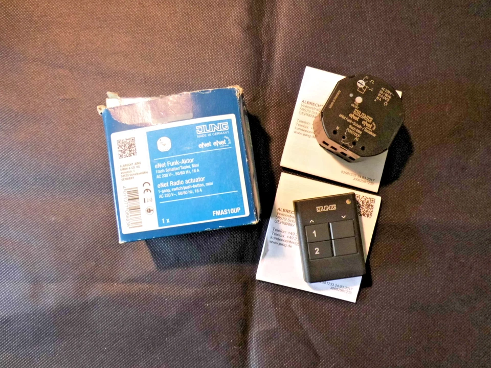 JUNG eNet Funk-Aktor FMAS10UP Bussystem Mini mit Handsender Neu - Bild 1 von 1