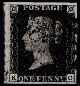 1840 1d Black Plate 9 KC 4m MX Superb Guideline Thru Value VFU Cat. £625.00 - Picture 1 of 1