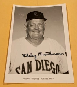 WHITEY WIETELMANN Autographed Signed 5x7 B&W Team Issued Photo Card Padres d. 02 - Picture 1 of 1