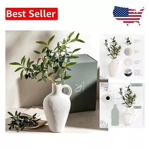 Elegant Ceramic Vase with Realistic Olive Branches - Perfect Housewarming Gift - Picture 1 of 11