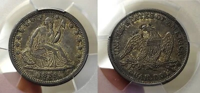 1839 No Drapery Seated Liberty Quarter 25c PCGS AU 50 - Image 1 of 4