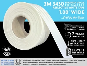 3M 3430 NASTRO PRISMATICO GRADO INGEGNERE, BIANCO, LARGHEZZA 1,00", VENDUTO DA CANTIERE! - Foto 1 di 1