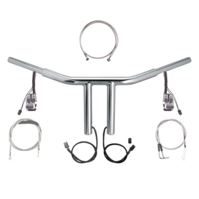 1 1/4" Chrome 8" Chopper T Prewired Handlebar Kit 2011-2015 Harley Softail NoABS - Image 1 of 2