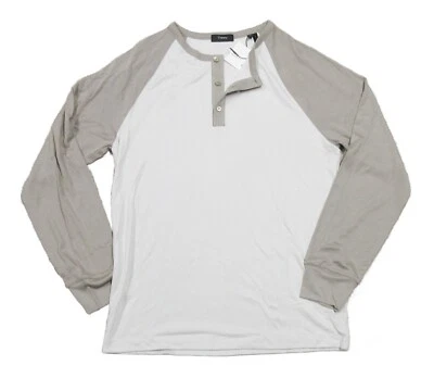 Theory Men's Glacier Taupe/Tapir Anemone Milano COntrast Raglan Henley T-Shirt - Image 1 of 4