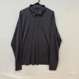 Robert Barakett Polo Shirt Mens XXL Gray Long Sleeve Textured Stripe Knit - Picture 1 of 5