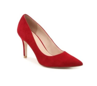 Tacones de aguja de gamuza rojos talla 7,5 clásicos Pelle Moda Kendall Pump nuevos sin caja originales $150 Foto 1 de 4