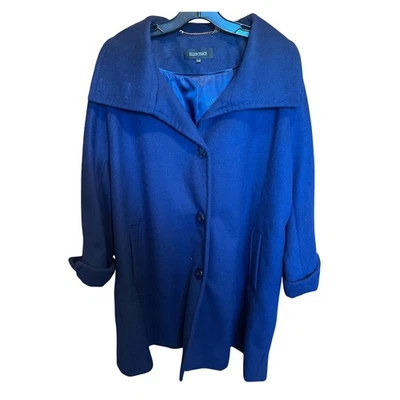 Abrigo de mujer Ellen Tracy talla 22W azul mezcla de lana angora pelo de conejo Foto 1 de 4