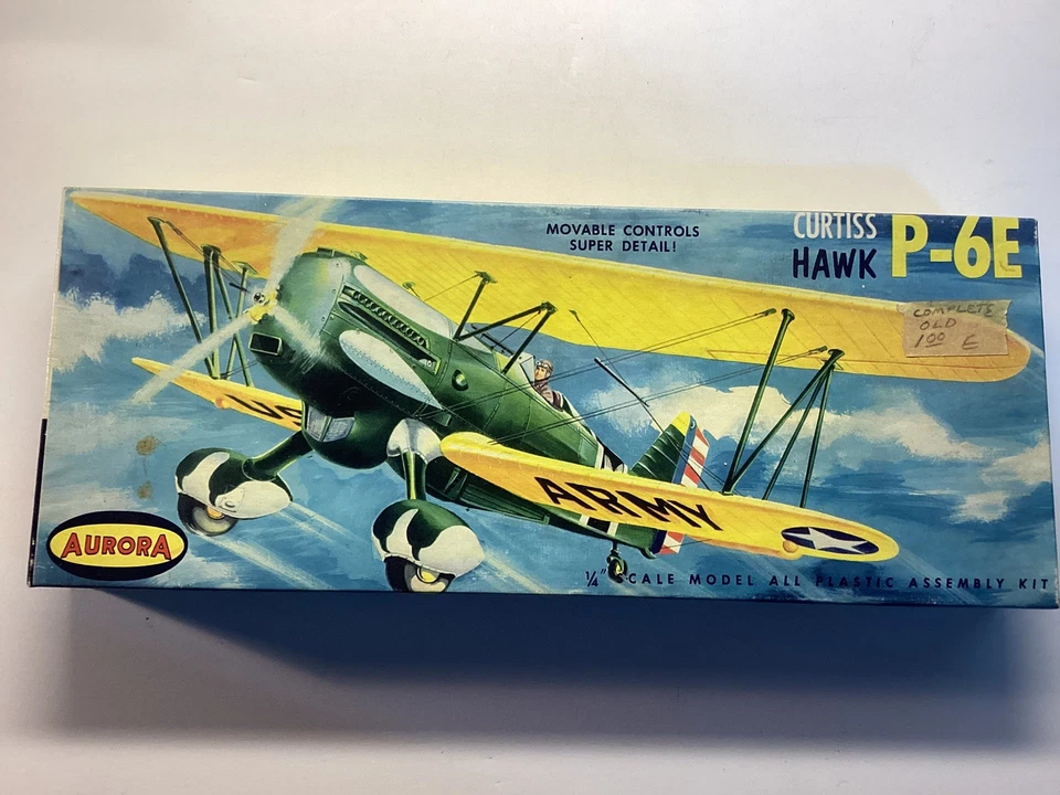 1/48 Scale Model Plane Kit Vintage 1956 Aurora 116 US Army Curtiss Hawk P-6e
