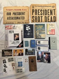 Big LOT John F Kennedy JFK ASSASSINATED Newspapers Books Stamps Postcards Life + - Picture 1 of 13