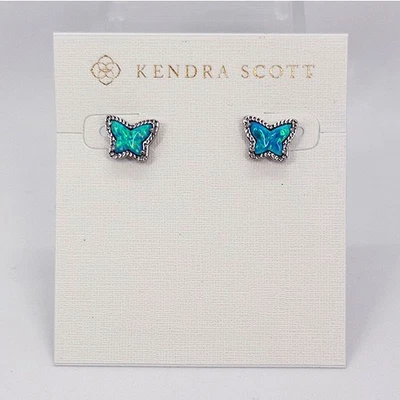 Nuevos aretes Kendra Scott Lillia mariposa plata en ópalo turquesa Kyocera Foto 1 de 2