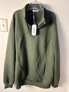 COOFANDY Stepp Sweatshirt Herren L grün Strick 1/4 Druckknöpfe Freizeit Pullover Preppy - Bild 1 von 10