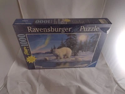 New Ravensburger Puzzle Eisbaren In Mondenschein Polar Bears In Moonlight 1000pc - Image 1 of 2