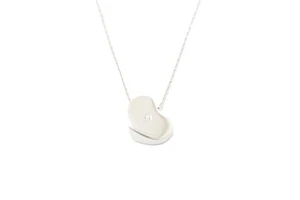 Tiffany & Co Modern Heart Necklace Sterling Silver 1P Diamond - Picture 1 of 5