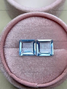 Piedra preciosa de cuarzo azul de corte cuadrado para diseños de joyas elegantes azules brillantes y frescos - Imagen 1 de 10
