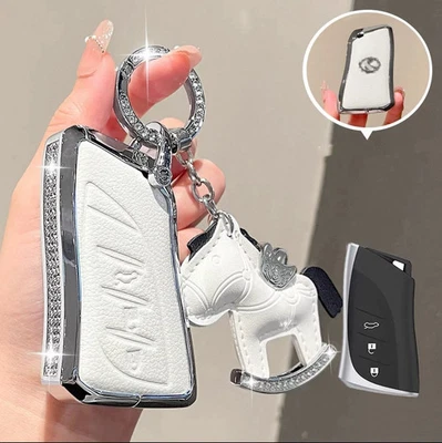 Leather Key Fob Case Cover with Keychain for Lexus LC500 UX250 ES300 ES350 - Image 1 of 4