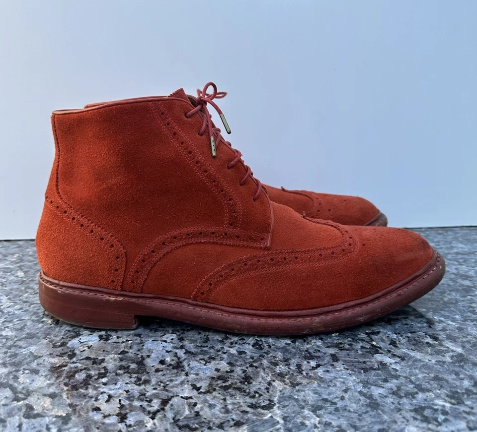 FLORSHEIM by DUCKIE BROWN Mens 11.5 D Leather Wingtip Boots Red - Image 1 of 4