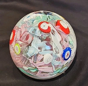 special edition Murano Fratelli Toso Latticino Millefiori Glass Paperweight F/sh - Picture 1 of 12