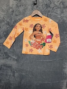 Girls Longsleeve Water Shirt 50+ UV Protection Quick Drying T-Shirt MOANA Size 4 - Picture 1 of 5