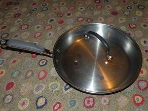 KitchenAid 12" Skillet Fry Pan Stainless Steel Impact Bonded Even Heat Base Lid - Picture 1 of 16