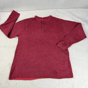 LL Bean Henley Shirt Mens Large Regular Red Wool Blend 2 Layer Outdoor Gorpcore - Picture 1 of 9