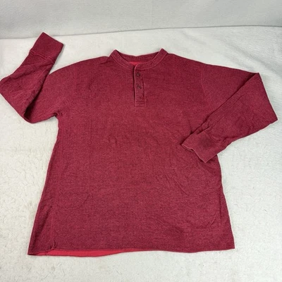 LL Bean Henley Shirt Mens Large Regular Red Wool Blend 2 Layer Outdoor Gorpcore - Image 1 of 4
