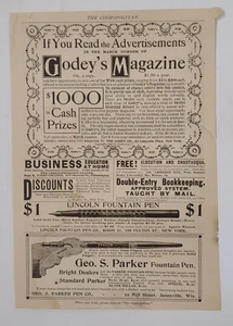 Antique Cosmopolitan Magazine black white Lincoln Fountain Pen Colleges ad - Picture 1 of 10