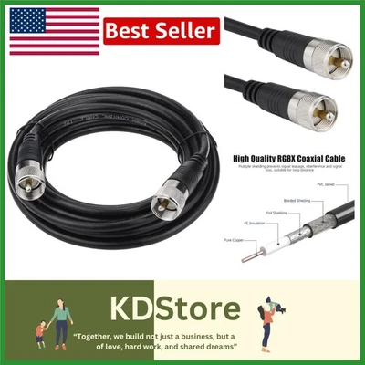 18ft Low Loss RG8X Coaxial Cable with Waterproof UHF PL259 Male Connectors - Image 1 of 4