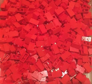 Lego 100 Pieces Red 1x2 Brick / City / Friends Mini Figures Building Bricks - Picture 1 of 2