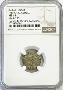 1740 A USA COLONIAL FRENCH COLONIES 1/2 SOU MARQUE NGC MINT STATE 63 VLACK 295 - Picture 1 of 2