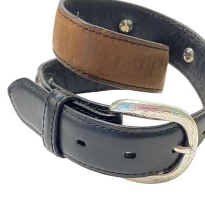 Cinturón Nocona Niños Niñas Niños Talla 22 Negro Marrón Cuero Western Hebilla Plateada Foto 1 de 4