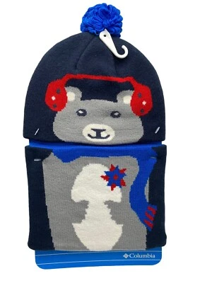 Columbia Infant Toddler Beanie and Gaiter Set Gray Bear OS Hat & Neck Gaiter New - Image 1 of 4