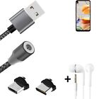 Data charging cable for + headphones LG Electronics K61 + USB type C a. Micro-US