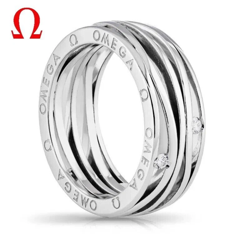 $5950 / NUEVO / OMEGA Anillo Banda Diamante Oro 18k y Caja Original Foto 1 de 4