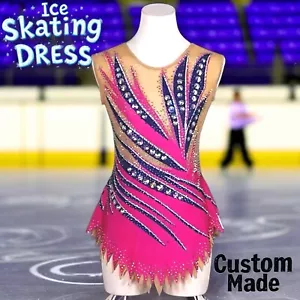 FIGURE ICE SKATING Rhythmic Gymnastics Leotard Dress ACROBATIC Acro Costume PINK - Picture 1 of 9