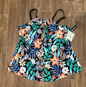NWT 24th & Ocean Cutout High Neck Under Wire Tankini Swimsuit Top SIZE 20W - Picture 1 of 7