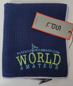 Short Par 4 Blue Golf Towel Play Golf Myrtle Beach World Amateur 35"x15" - Picture 1 of 3