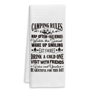 Camping Rules Camping Themed Kitchen Towels Dish Towels Hand TowelsCamping Ki... - Picture 1 of 7