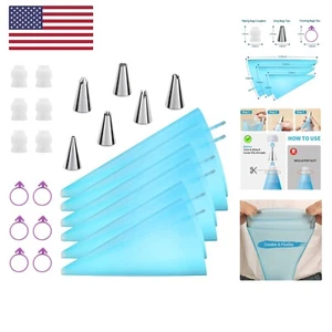 Reusable Piping Bags and Tips Set, Cake Decorating Tools with Icing Pastry Ba... - Picture 1 of 8