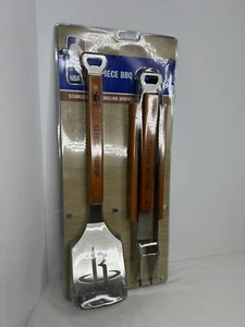 NBA Houston Rockets Barbecue Set Wood Stainless Steel Tongs Fork Spatula Rare - Picture 1 of 8