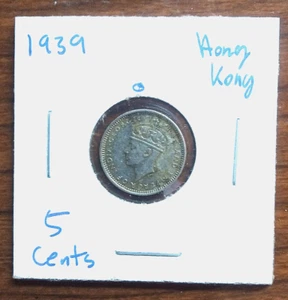 HONG KONG 1939 5 Cent Coin- Historic British Currency, Great Shape FREE SHIPPING - Picture 1 of 2